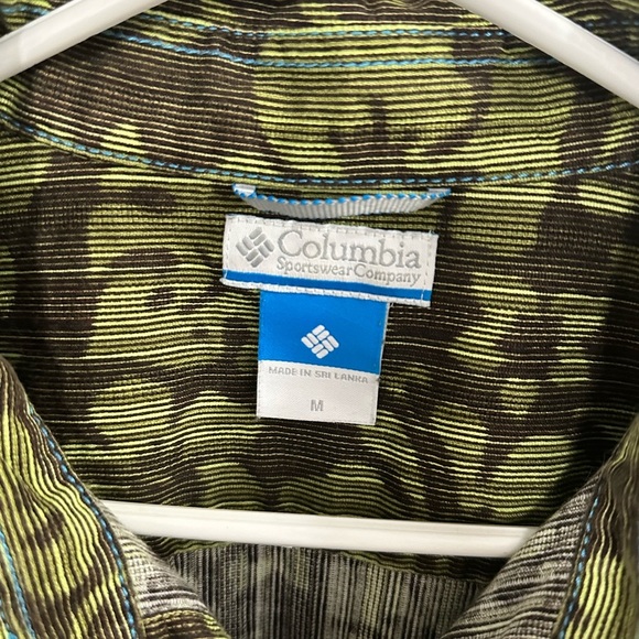Columbia Shirt Mens Medium Green Corduroy Floral Camp Outdoors Short Sleeve NWOT - Picture 6 of 7
